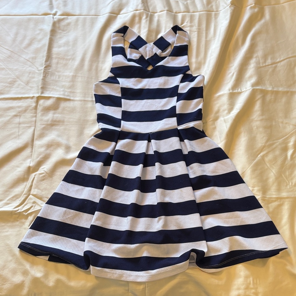 Lilt Navy and White Striped Casual Dress
